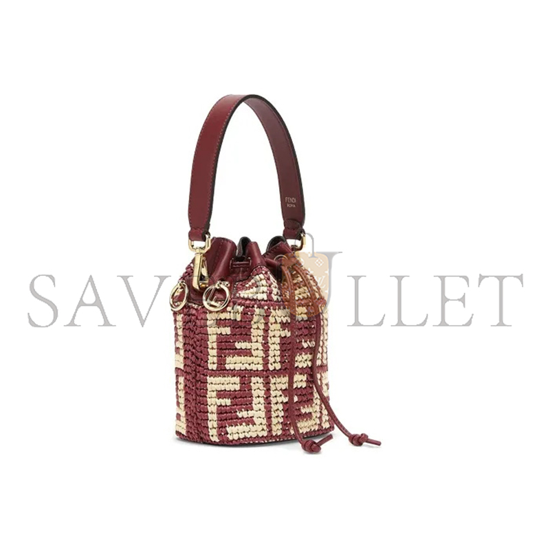 FENDI MINI MON TRESOR LOGO BUCKET BAG ANEMONE 8BS010AD6JF1C14 (18*12*10cm)